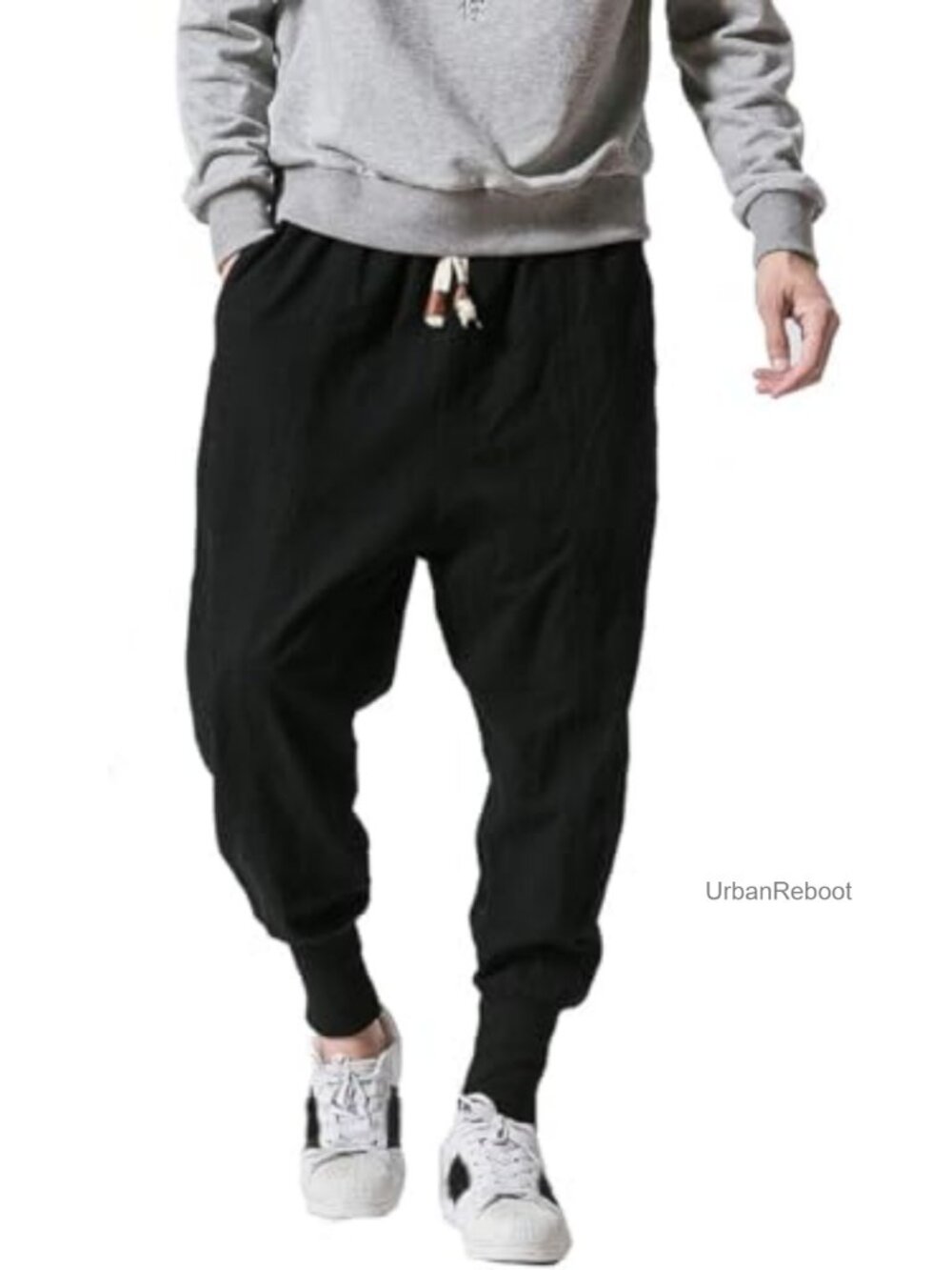 Men's Jogger Sweatpants Harem Athletic Pants Tapered Linen Cotton Drawstring